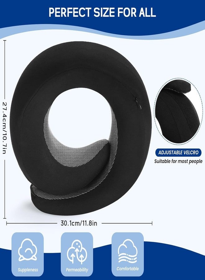 Zollyss Neck Travel Pillow | Memory Foam Neck Pillow for Comfort on Airplane | Compact and Ergonomic Design for Travel, Car Rides, and Home Use | Ideal for Adults and Kids (Pack of 1) (Black) - Image 5